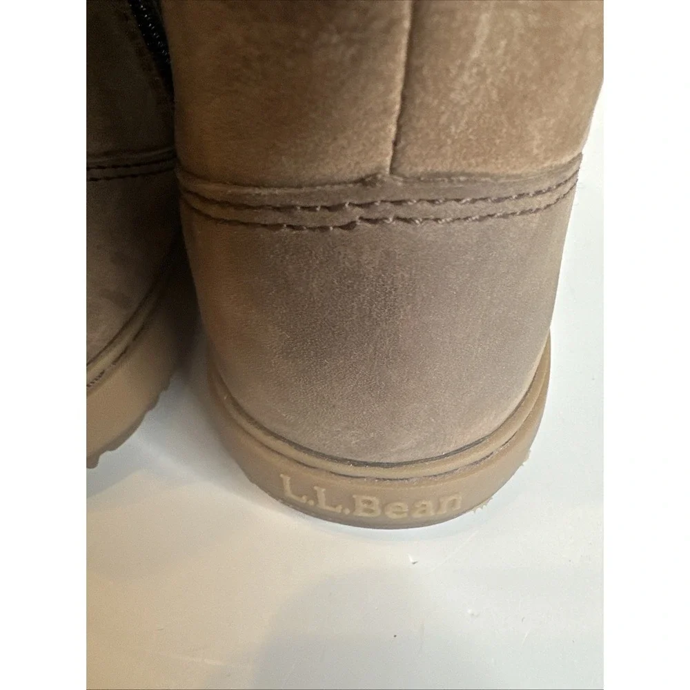 LL Bean 7 M Women's Mountainside Boots‎ Mid Fleece-Lined Brown Side Zip